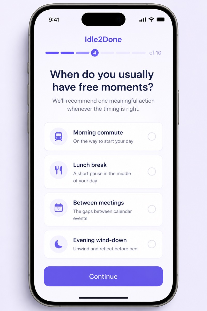Onboarding idle moments personalization